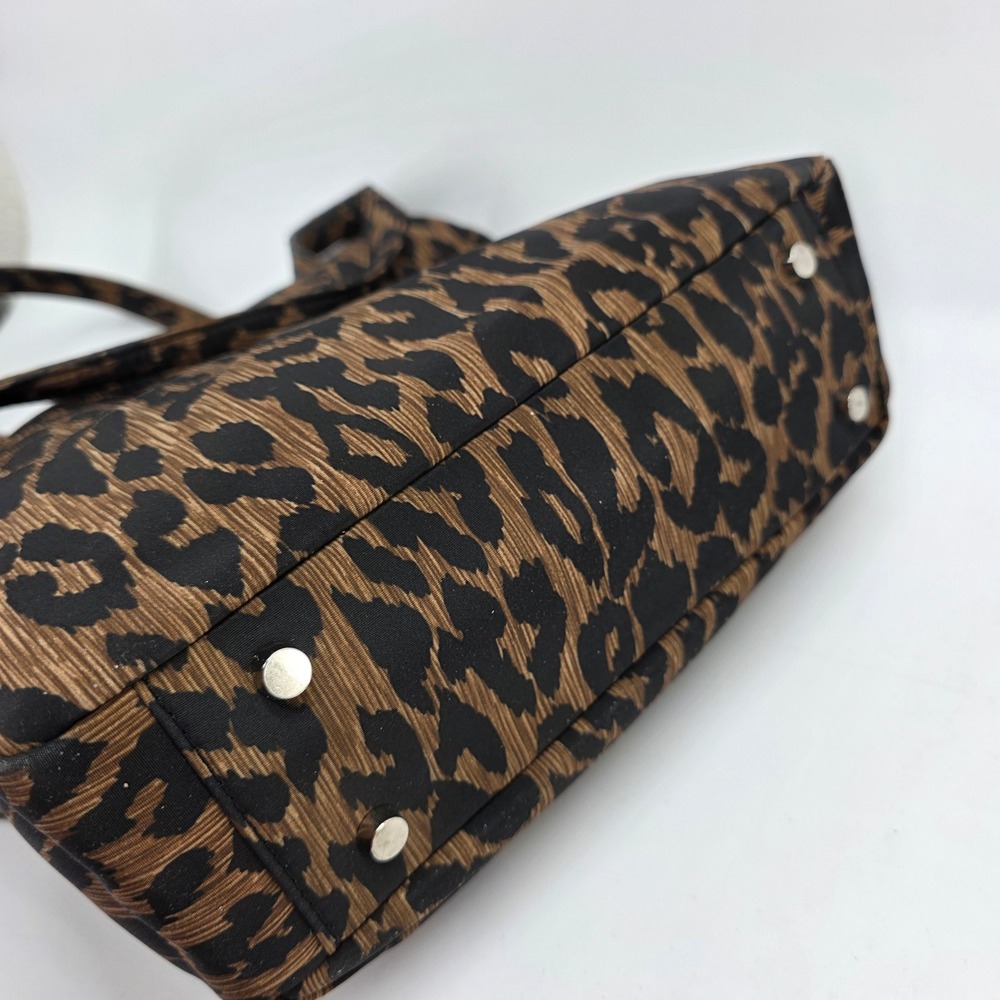 Jones New York Leopard Shoulder Bag Animal Print Nylon Tote ID Case Y2K Classic - Picture 7 of 14